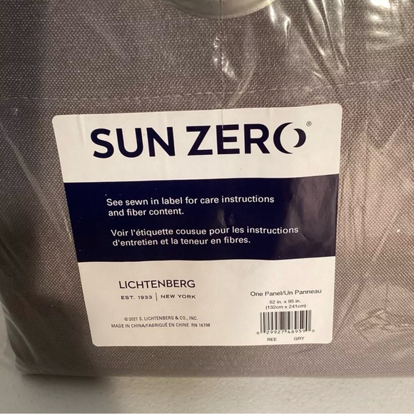 Sun Zero Broderick Theater Grade Blackout Curtains 52” W x 95’' L Each - Gray - Picture 2 of 3